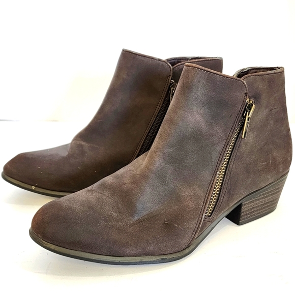 Unionbay Women's Brown Faux Leather Side Zipper Ankle Boots Booties, sz 7 - Picture 1 of 10